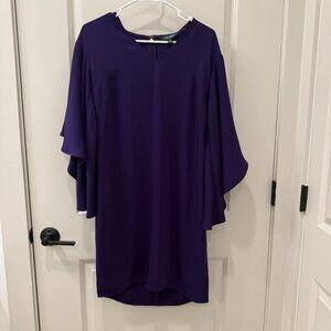 Ralph Lauren Purple Mini Dress 4 Batwing Dolman Sleeve Polyester Cocktail Party